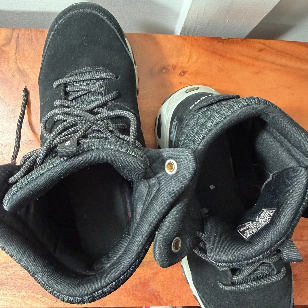 Skechers Women's Black‎ Suede Lace Up High Top Ankle Boots Size 8 Hiking READ